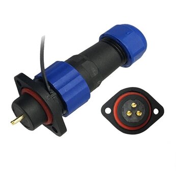 Male + chassis connector - 24V - waterdichte kabelverbinder - 3 aderig - IP68