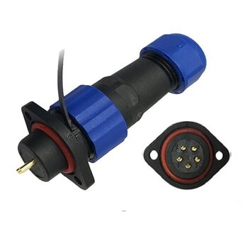 Male + chassis connector - 24V - waterdichte kabelverbinder - 5 aderig - IP68