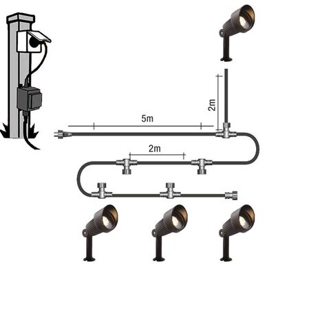 4x Sibus wandspot - 4 Watt - Zwart - complete set