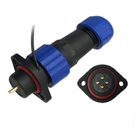 Male + chassis connector - 24V - waterdichte kabelverbinder - 4 aderig - IP68